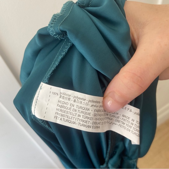 Zara Satin Teal Jumpsuit with elastic waist, wide leg - Size M - Picture 5 of 10